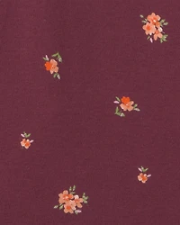 Kids Floral Long-Sleeve Top - Burgundy