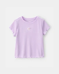 Toddler Girl Moon Rib Loose Fit 2-Piece Pajama Set - Purple