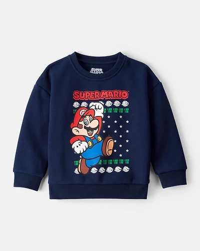 Toddler Boy Nintendo Super Mario Long-Sleeve Pullover Sweatshirt - Blue