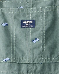 Toddler Boy Cars Canvas Overalls - Green