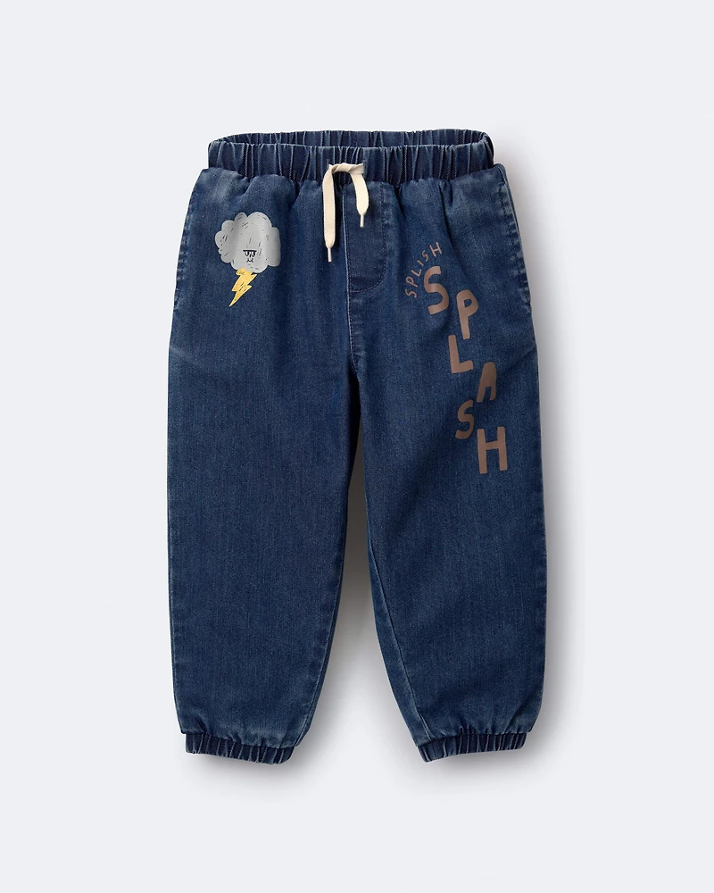 Toddler 'Splish, Splash' Jogger Pant in Denim - Blue