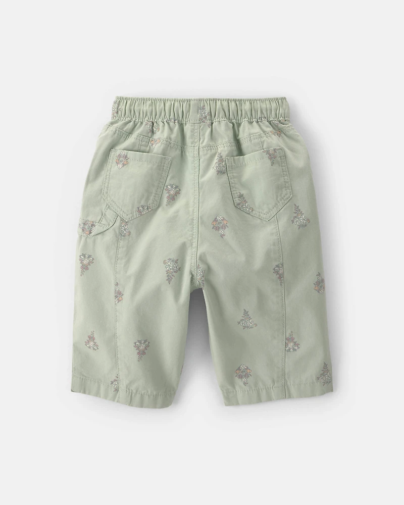 Baby Girl Floral Barrel Pants - Green