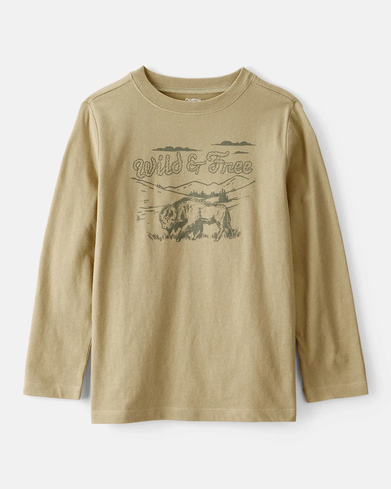 Boys Wild And Free Long-Sleeve Graphic Tee - Brown