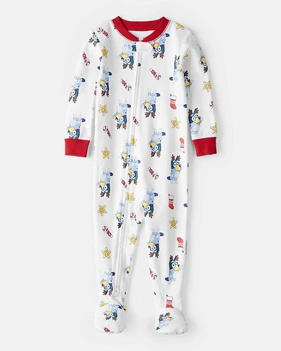Baby Bluey™ 100% Cotton Long-Sleeve Snug Fit 1-Piece Pajamas - White