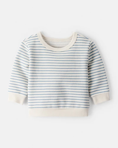 Baby Boy DayDream Fleece Stripe Pullover Sweatshirt - Blue
