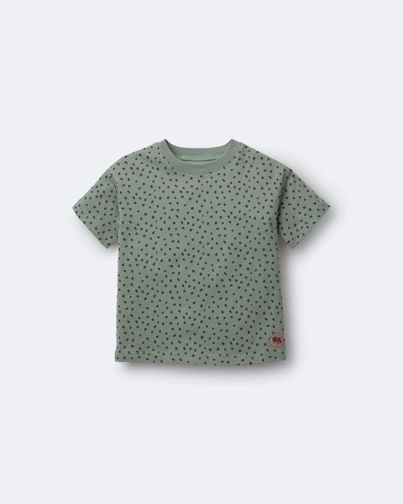 Toddler Relaxed Tee in Dot Print - Olive