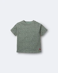 Toddler Relaxed Tee in Dot Print - Olive