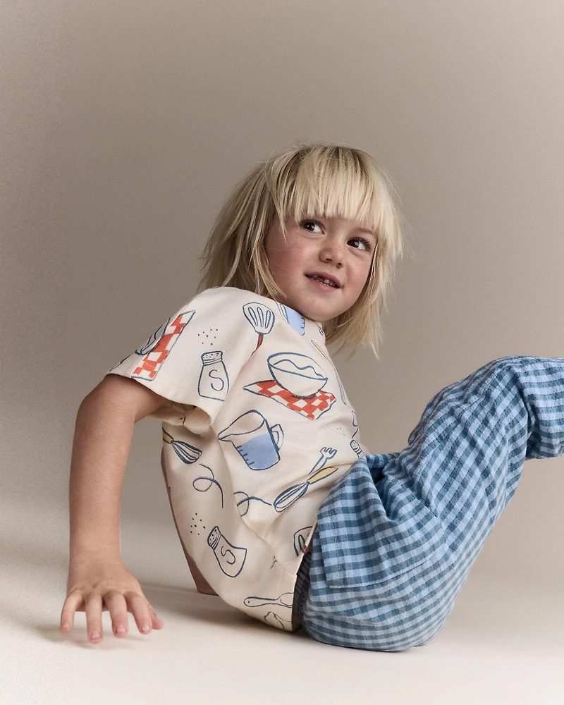 Toddler Dolman Tee in Baking Print - Cream
