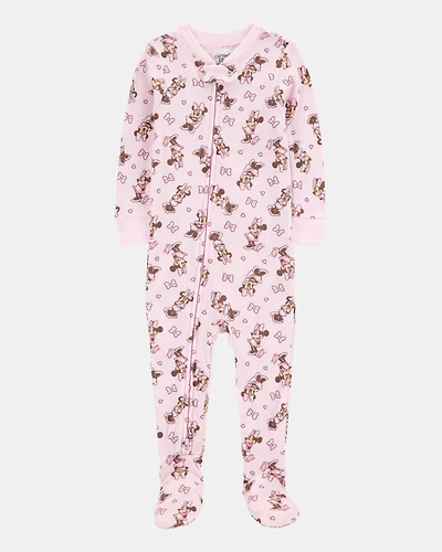Baby Girl Disney© Minnie Mouse Snug Fit Cotton Footie 1-Piece Pajamas - Pink
