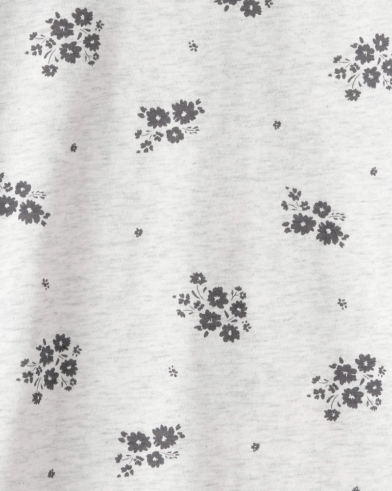 Toddler Girl Floral Relaxed Top - Grey