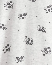 Toddler Girl Floral Relaxed Top - Grey