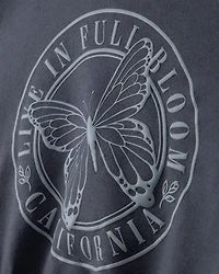 Girls 'Butterfly' Fleece Zip-Up Hoodie - Navy Blue