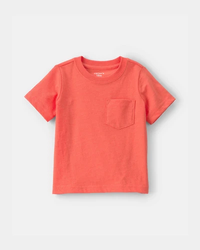 Baby Solid Pocket T-Shirt - Coral