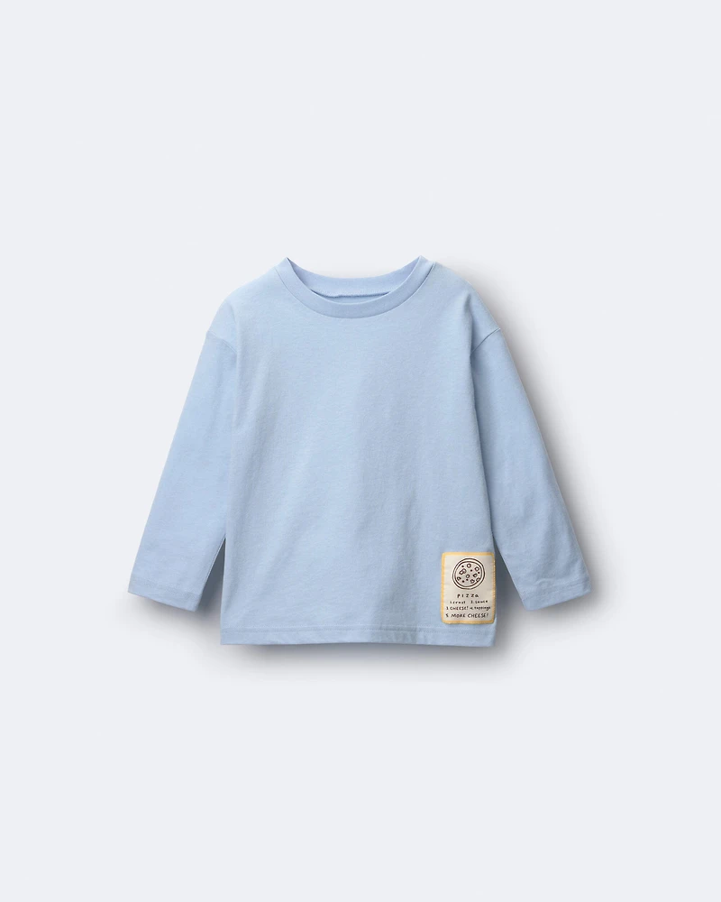 Toddler Pizza Long-Sleeve Relaxed Tee - Blue