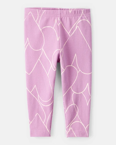 Baby Girl Cotton Heart Stretch Leggings - Purple