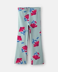 Toddler Girl Floral Pull-On Stretch Flare Leggings - Blue/Red