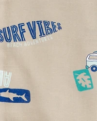 Boys Tropical Print Loose Fit 2-Piece Pajamas - Khaki