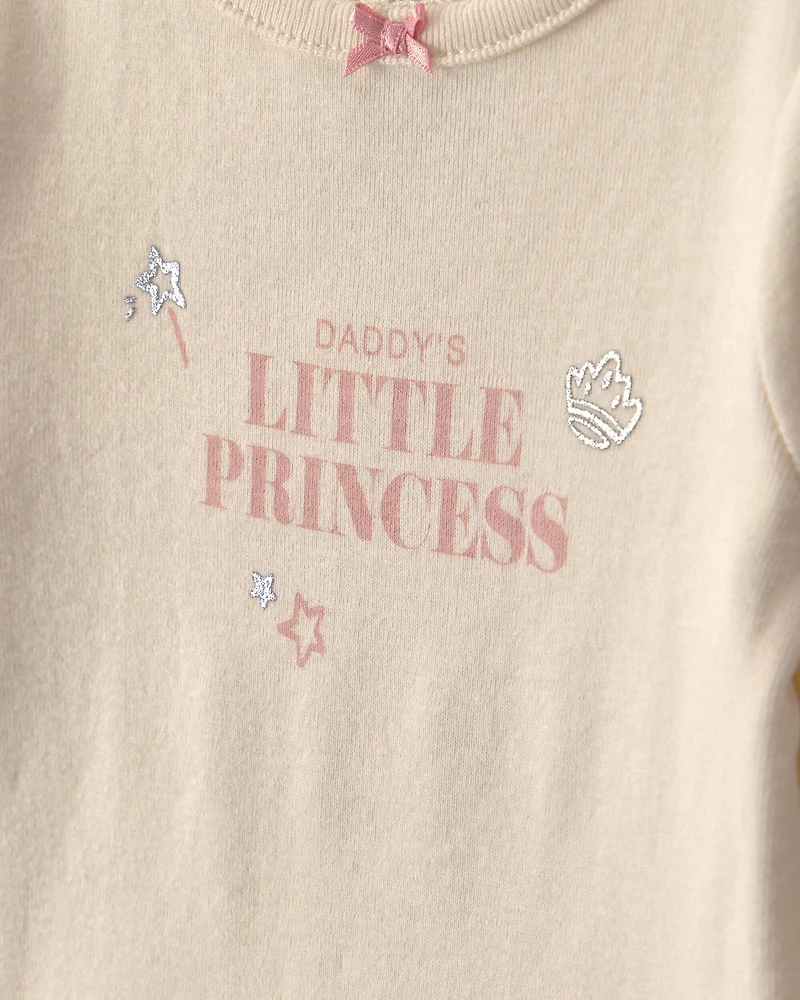 Baby Girl 2-Piece 'Daddy's Little Princess' Long-Sleeve Bodysuit & Tulle Pant Set - Pink/Cream