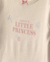 Baby Girl 2-Piece 'Daddy's Little Princess' Long-Sleeve Bodysuit & Tulle Pant Set - Pink/Cream