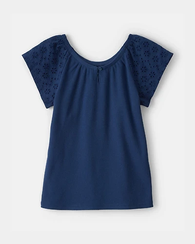 Girls Eyelet Top - Blue