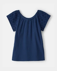 Girls Eyelet Top - Blue