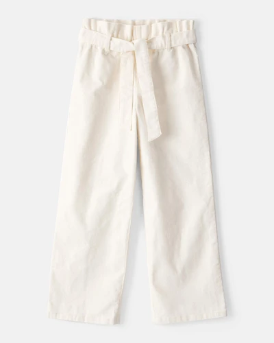 Girls Corduroy Wide-Leg Pants - Ivory