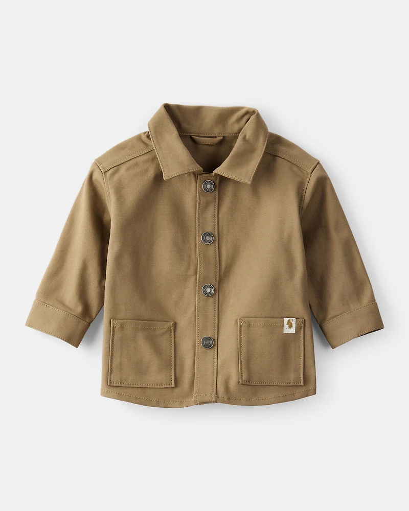 Baby Boy Canvas Long-Sleeve Fashion Jacket - Brown
