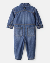 Baby Boy Denim Long-Sleeve Jumpsuit - Blue