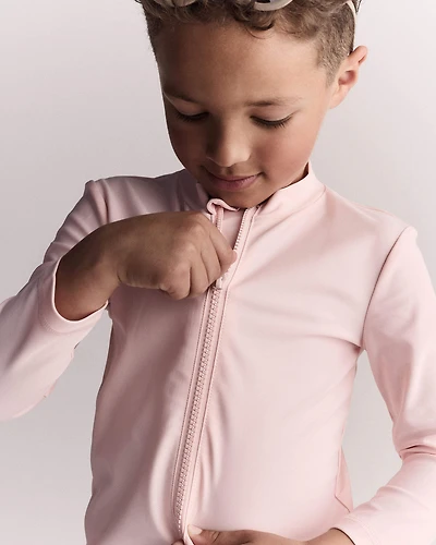 Toddler Full-Zip Long-Sleeve Rashguard - Light Pink