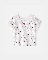 Baby Girl Strawberry Polka Dot Top - White