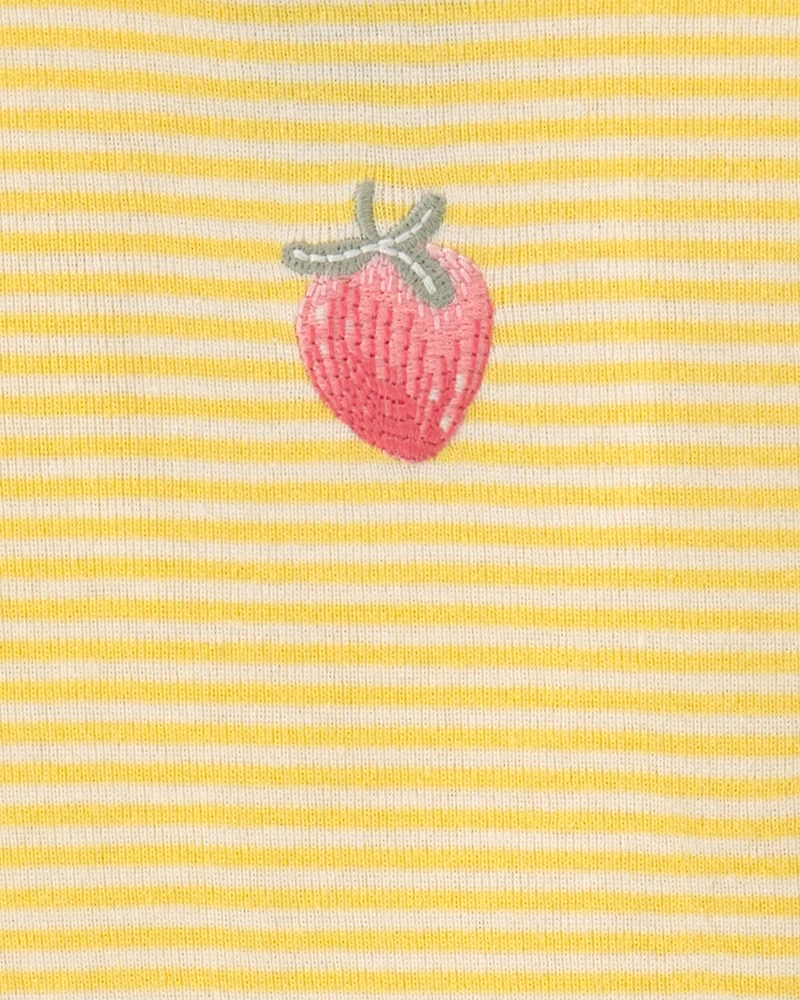 Toddler Girl Strawberry 100% Cotton Snug Fit 2-Piece Pajama Set - Yellow