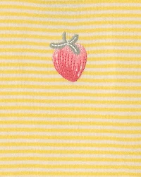 Toddler Girl Strawberry 100% Cotton Snug Fit 2-Piece Pajama Set - Yellow