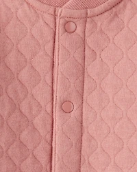 Baby Girl Quilted Long-Sleeve Jumpsuit - Pink