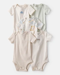 Baby Boy 5-Pack Animals Multipack Bodysuits - Ivory/Tan