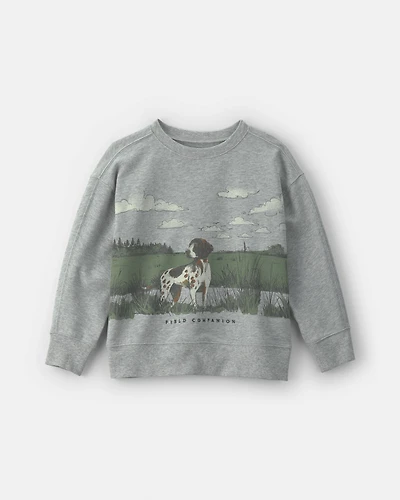 Boys 'Field Companion' Dog French Terry Pullover Sweatshirt - Grey