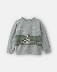 Boys 'Field Companion' Dog French Terry Pullover Sweatshirt - Grey