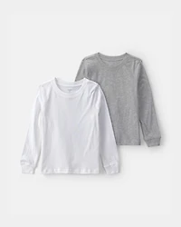 Boys 2-Pack Long-Sleeve Undershirts - Grey/White