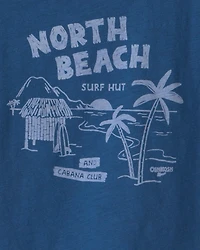 Baby Boy 'North Beach' Graphic Tee - Navy