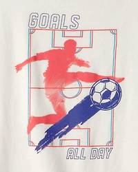 Kid Soccer Goals Graphic Tee - Cream