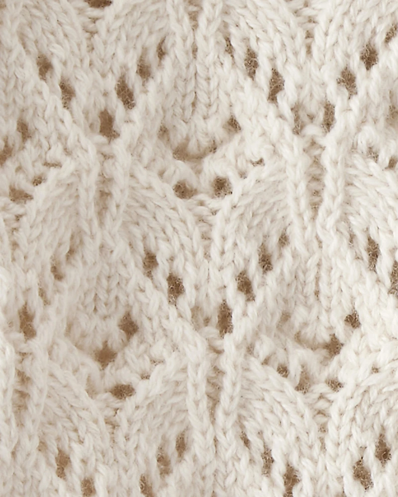 Baby Girl Organic Cotton Pointelle Sweater Knit Cardigan