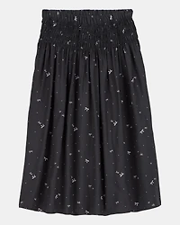 Kid 2-Piece Pointelle Tee & Bow Print Maxi Skirt Set - Black/White