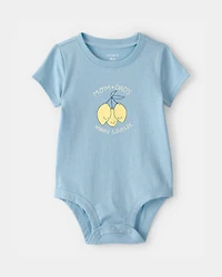 Baby 'Main Squeeze' Lemon Graphic Bodysuit - Blue