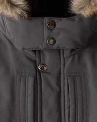 Baby Boy Hooded Heavyweight Winter Jacket - Grey