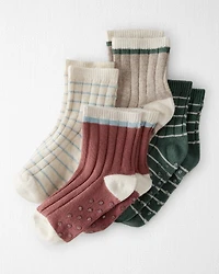 Toddler 4-Pack No-Slip Socks Made with Organic Cotton