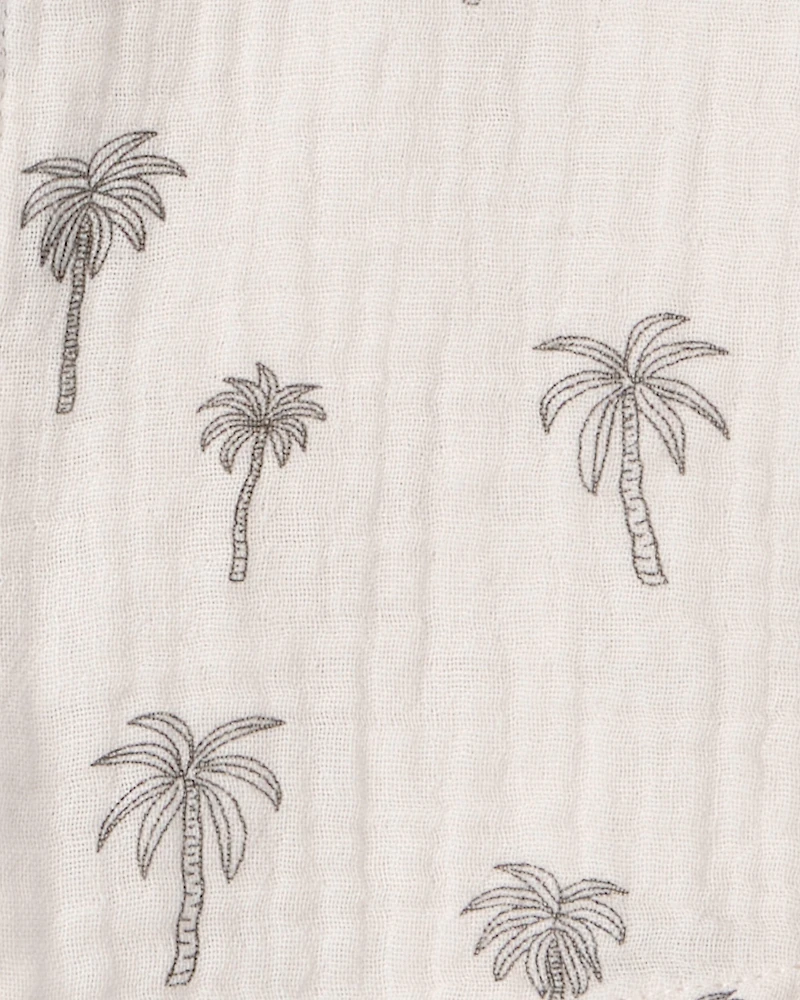 Baby Boy 2-Piece Organic Cotton Gauze Top & Short Set in Palm Trees