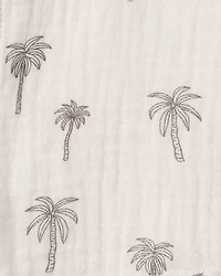 Baby Boy 2-Piece Organic Cotton Gauze Top & Short Set in Palm Trees