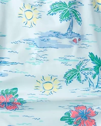 Girls 1-Piece Tropical Beach Swimsuit - Blue