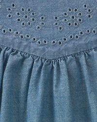 Baby Girl Chambray Peplim Top - Medium Wash