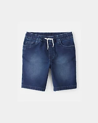 Boys Denim Drawstring Shorts - Dark Wash