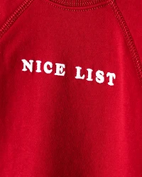 Baby Boy DayDream Fleece Christmas Nice List Long-Sleeve Pullover Sweatshirt - Red